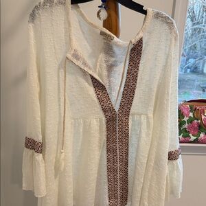 Anama Cream and Brown Tunic Top